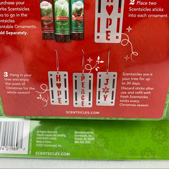 Scentsicles Scentable Ornament Holders Metal 3-Pack ~ Hope Joy Peace Reusable - Picture 7 of 10